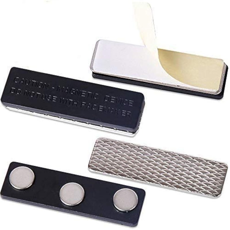 Onwon 20 Pieces Name Badge Magnets Magnetic Name Tag Holders ID Fastener Clip with Three Premium Strength Neodymium Magnets and Adhesive Backing - No Holes in Your Fine Jackets or Shirts, Black - Image 1